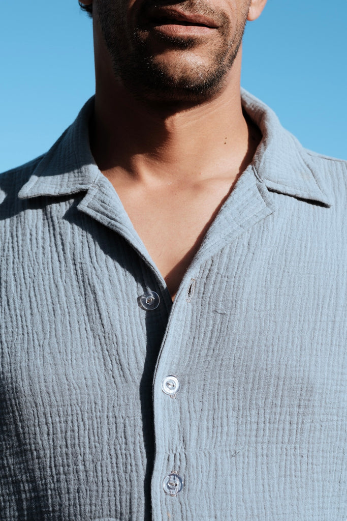 Bio Baumwoll Strandset Grau Blau - Männer